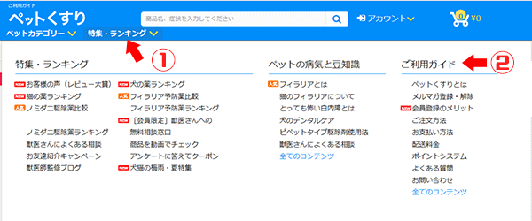 特集ランキング、ご利用ガイド